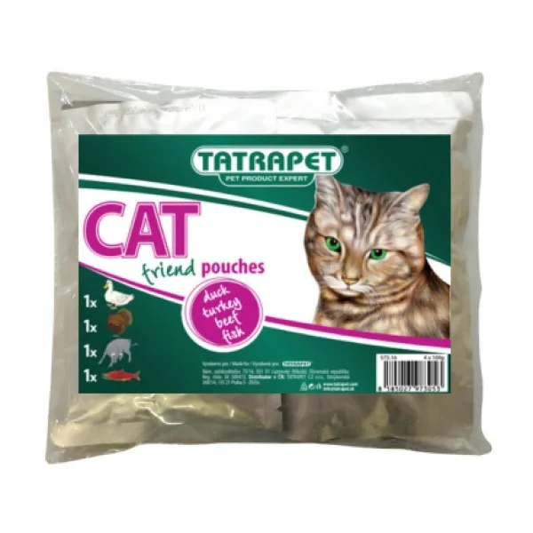 Tatrapet Пауч за мачка со паткино, говедско, бакалар и мисиркино месо 4×100г